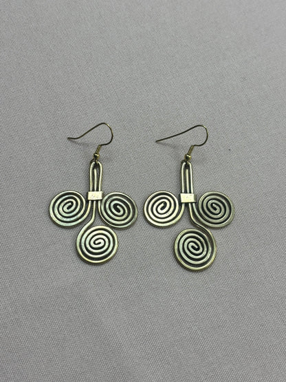 Golden Spiral Brass Earrings