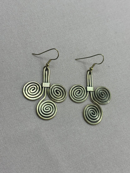 Golden Spiral Brass Earrings