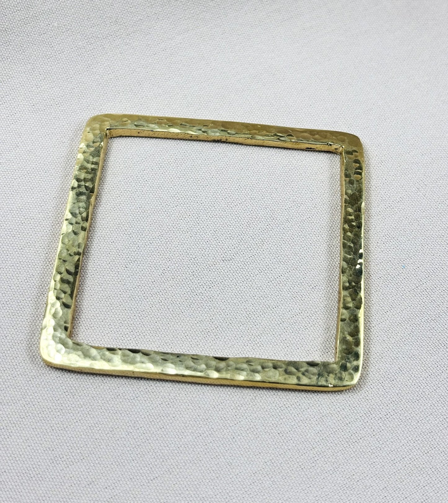 Square-Shaped Hammered Brass Bracelet