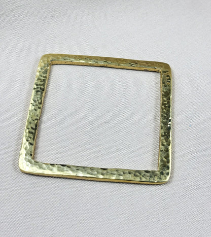 Square-Shaped Hammered Brass Bracelet