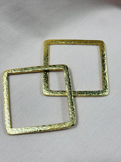 Square-Shaped Hammered Brass Bracelet