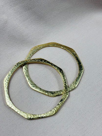 Hexagon-Shaped Hammered Brass Bracelet