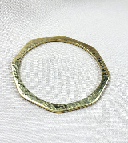 Hexagon-Shaped Hammered Brass Bracelet