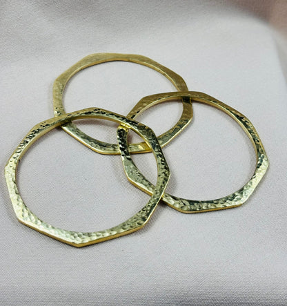 Hexagon-Shaped Hammered Brass Bracelet