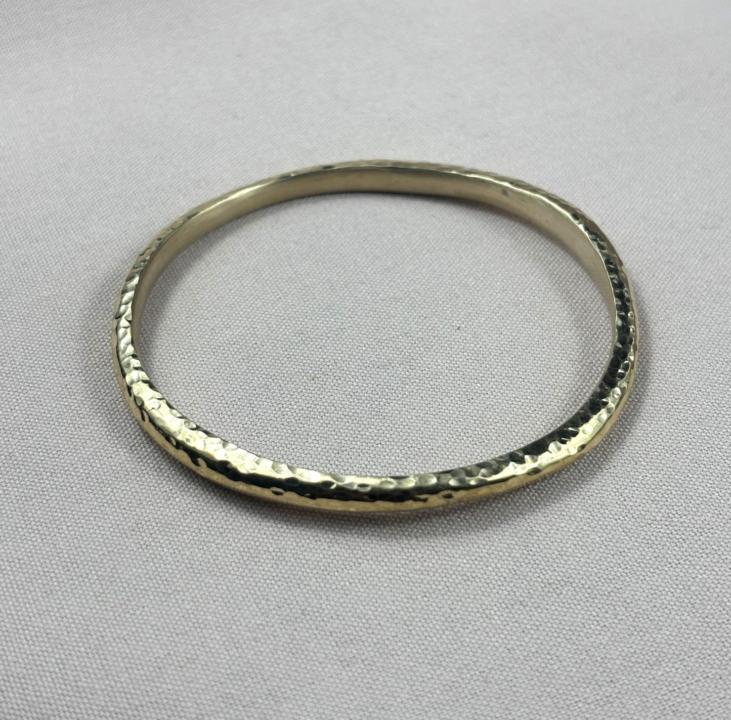 Hammered Wavy Round Brass Bracelet