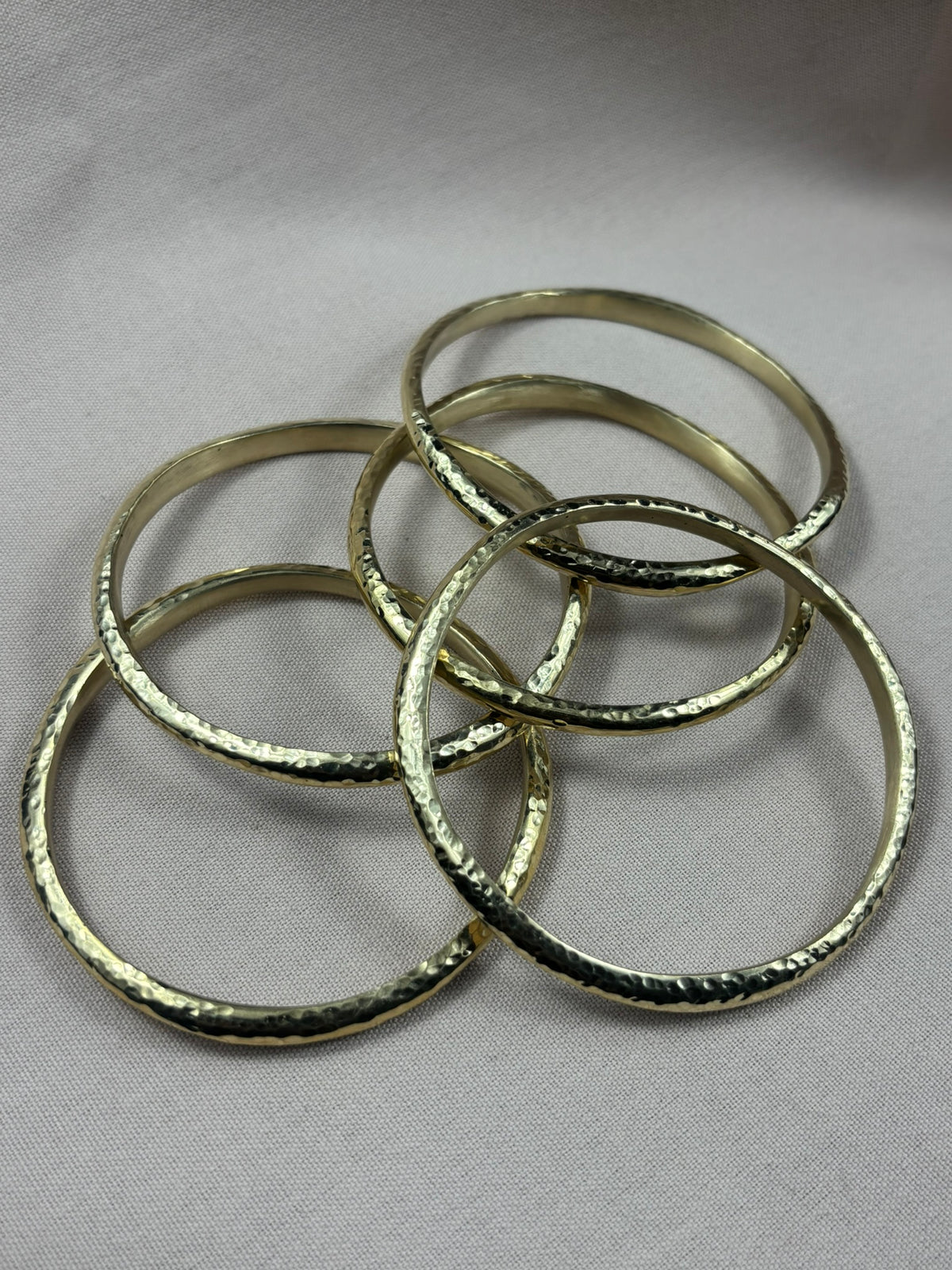 Hammered Wavy Round Brass Bracelet