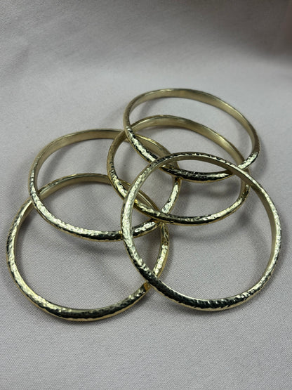 Hammered Wavy Round Brass Bracelet