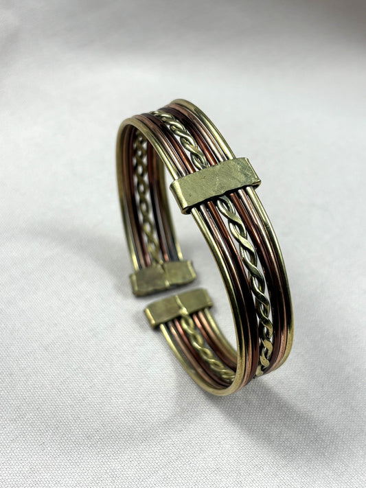 Thick Copper & Brass Adjustable Unisex Bracelet