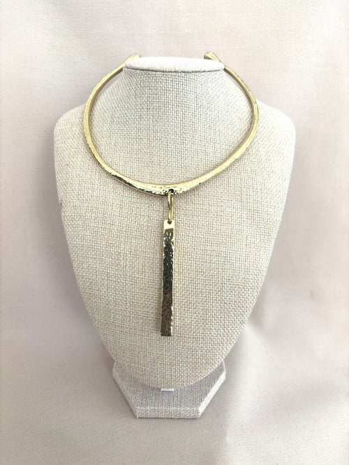 Drop Pendant Hammered Gold Choker
