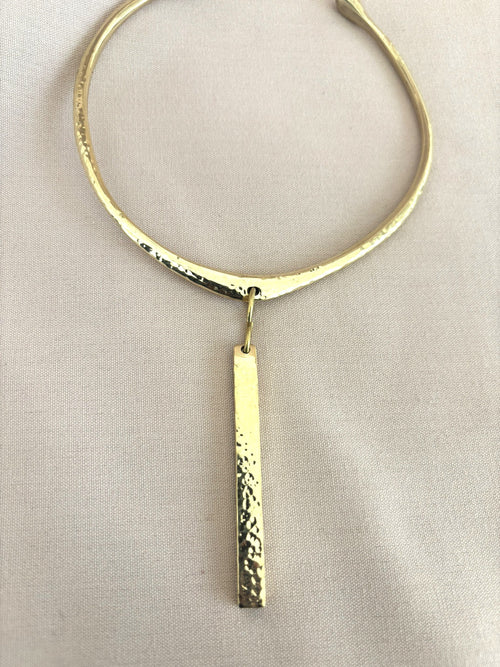 Drop Pendant Hammered Gold Choker