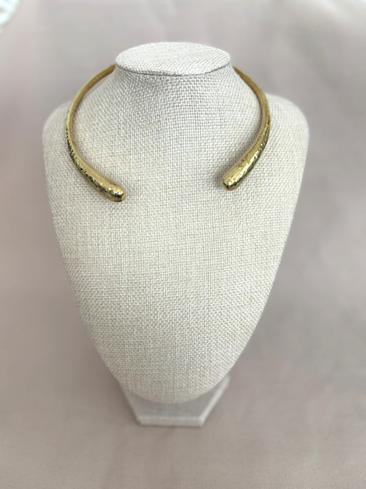 Classic Hammered Gold Choker Necklace