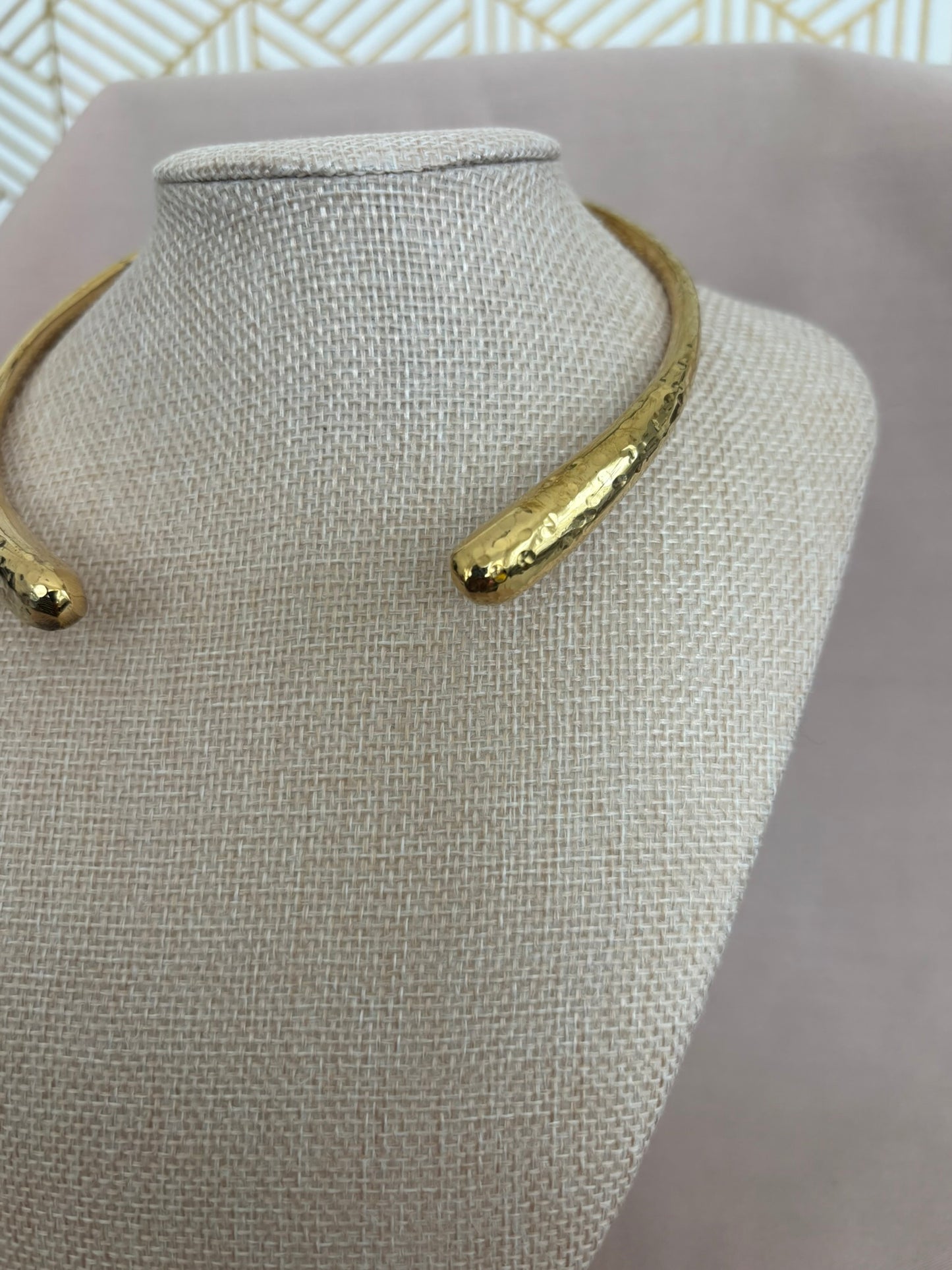Classic Hammered Gold Choker Necklace