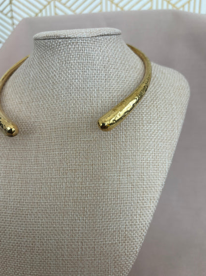 Classic Hammered Gold Choker Necklace