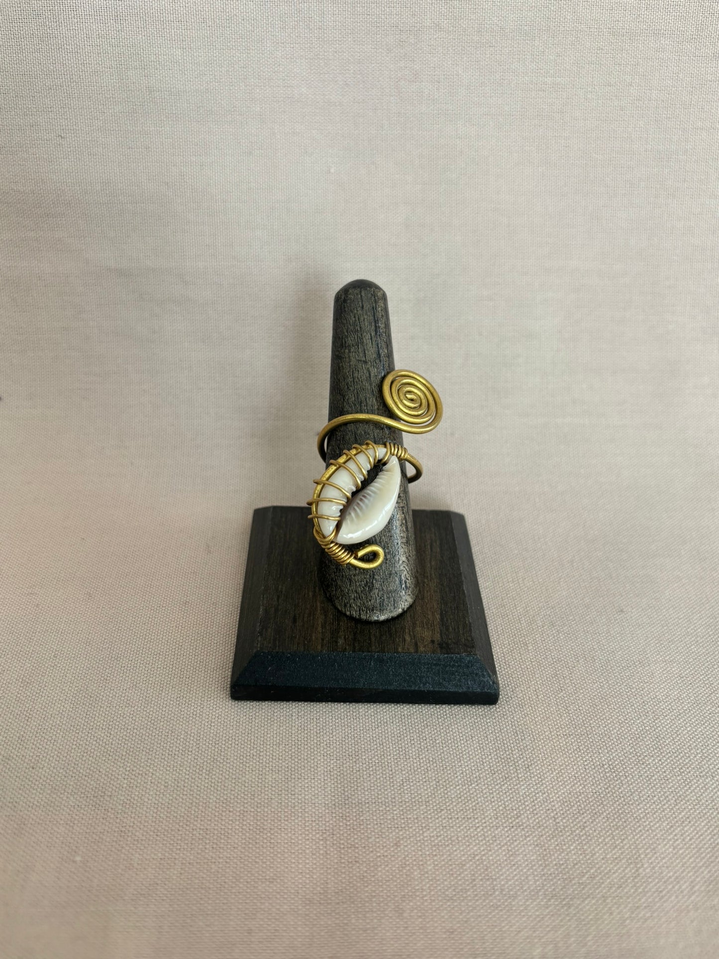 Cowrie Wrapped Brass  Ring