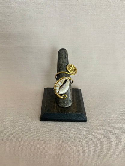 Cowrie Wrapped Brass  Ring