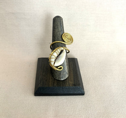 Cowrie Wrapped Brass  Ring