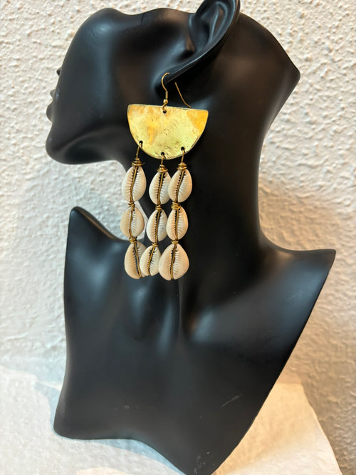 Golden Tide Cowrie Shell Earrings