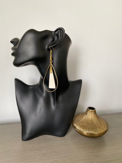 Mrembo White & Brass Earrings