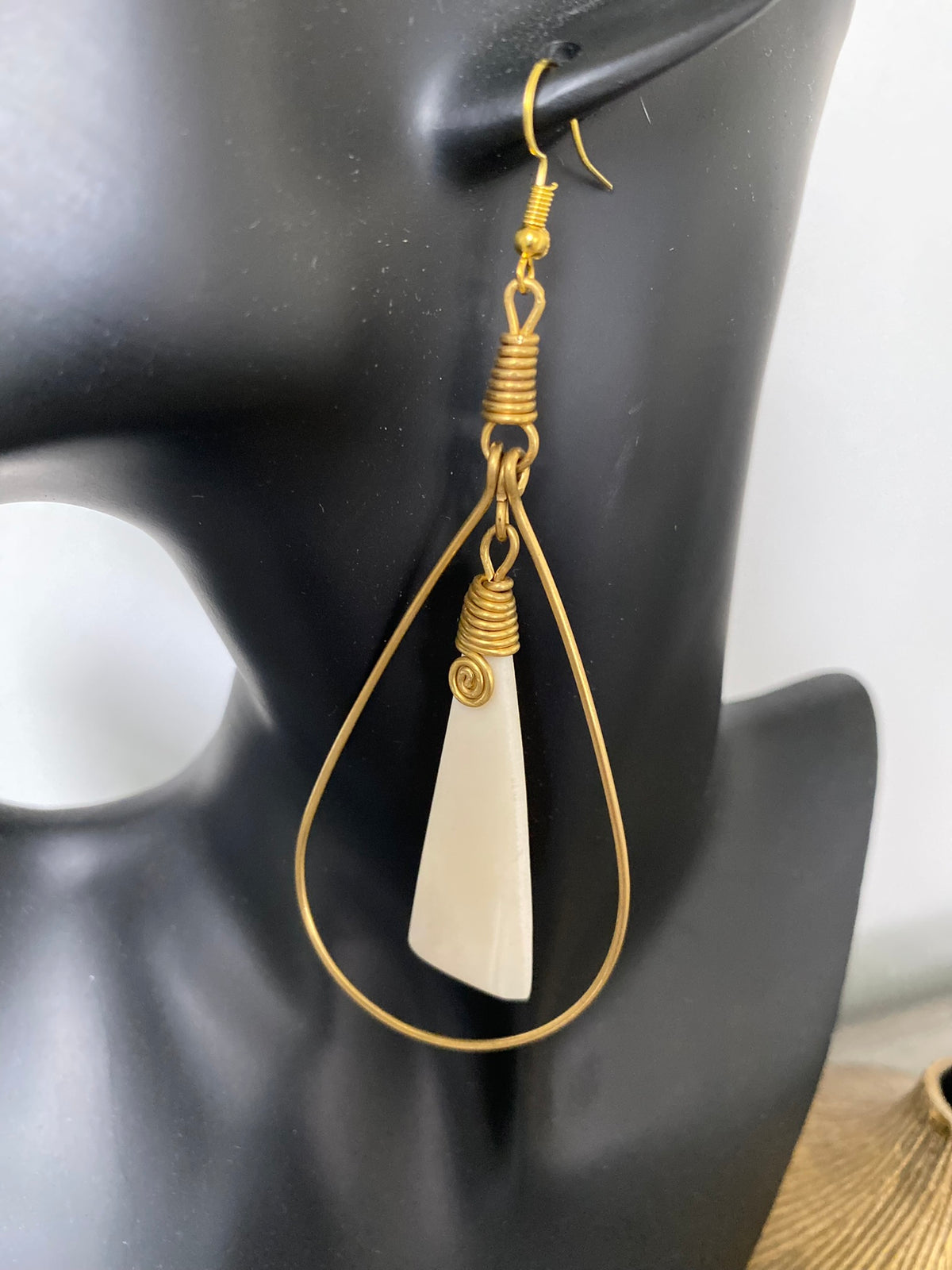 Mrembo White & Brass Earrings