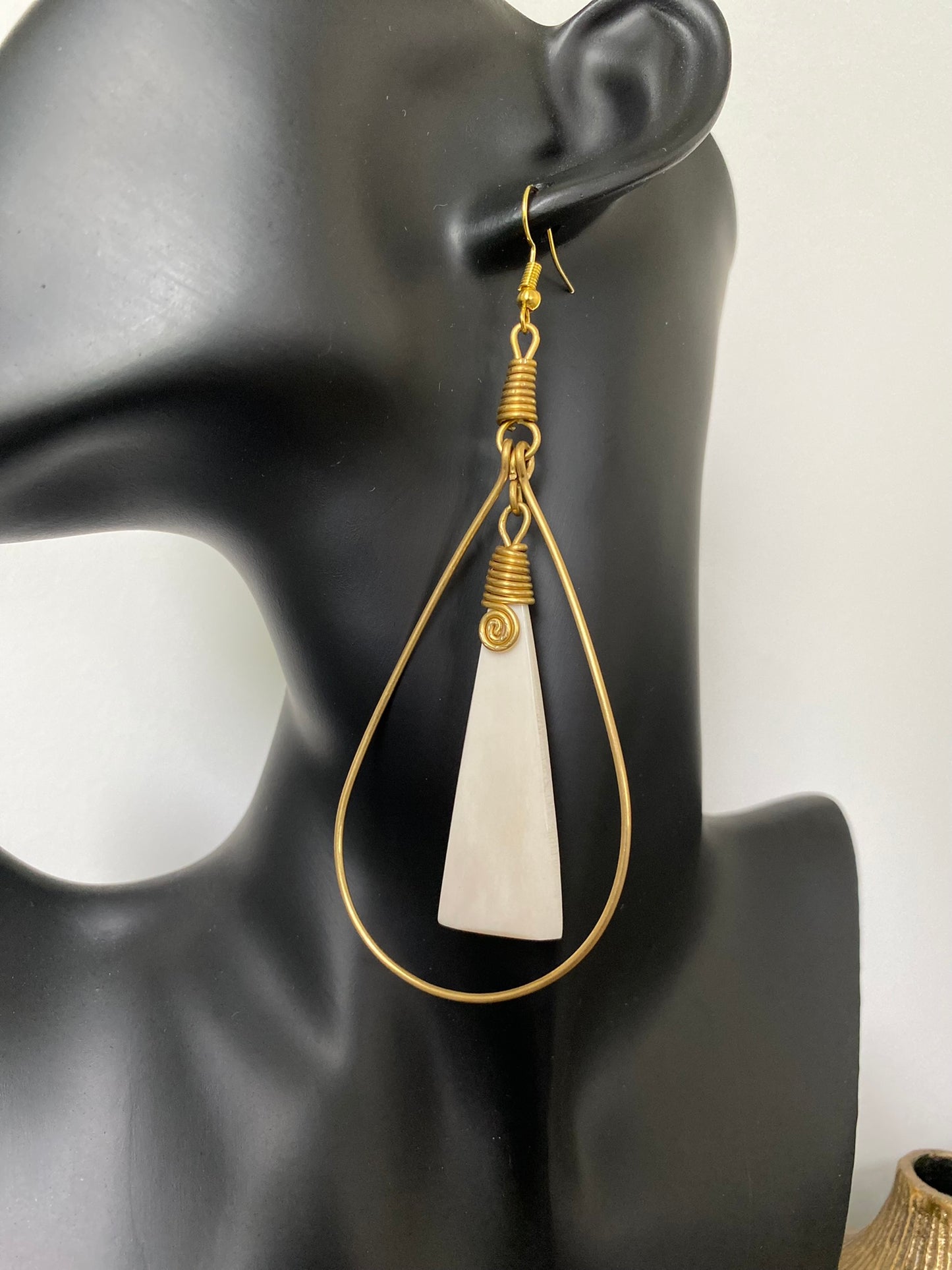 Mrembo White & Brass Earrings