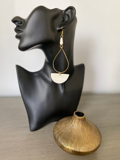 Half Moon & Brass Earrings