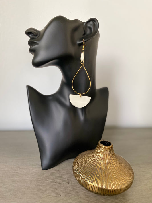 Half Moon & Brass Earrings