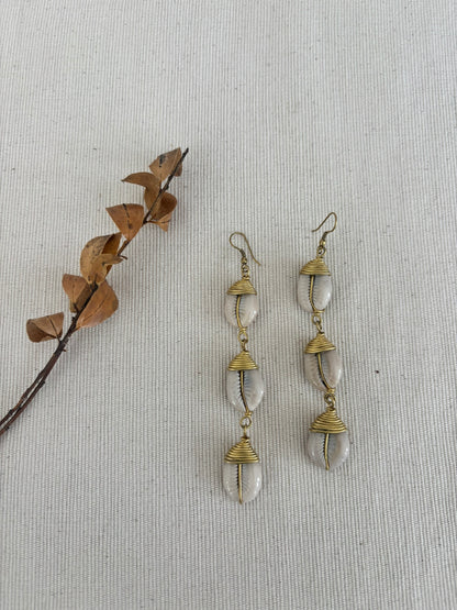 Malkia Cascade Cowrie Shell Earrings