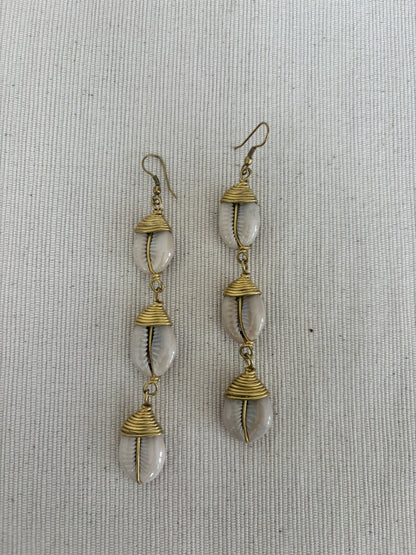 Malkia Cascade Cowrie Shell Earrings