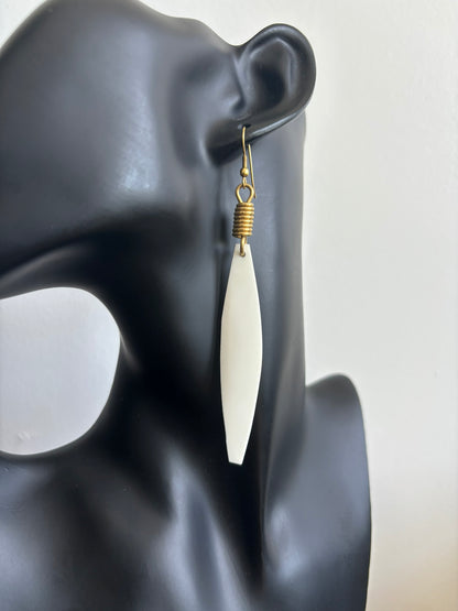 Mrembo Plain White Bone Earrings