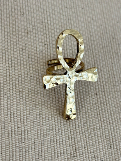 The Hammered Ankh Ring