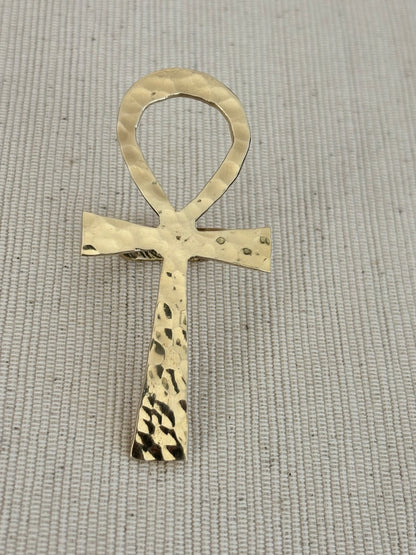 Large Hammered Ankh Ring