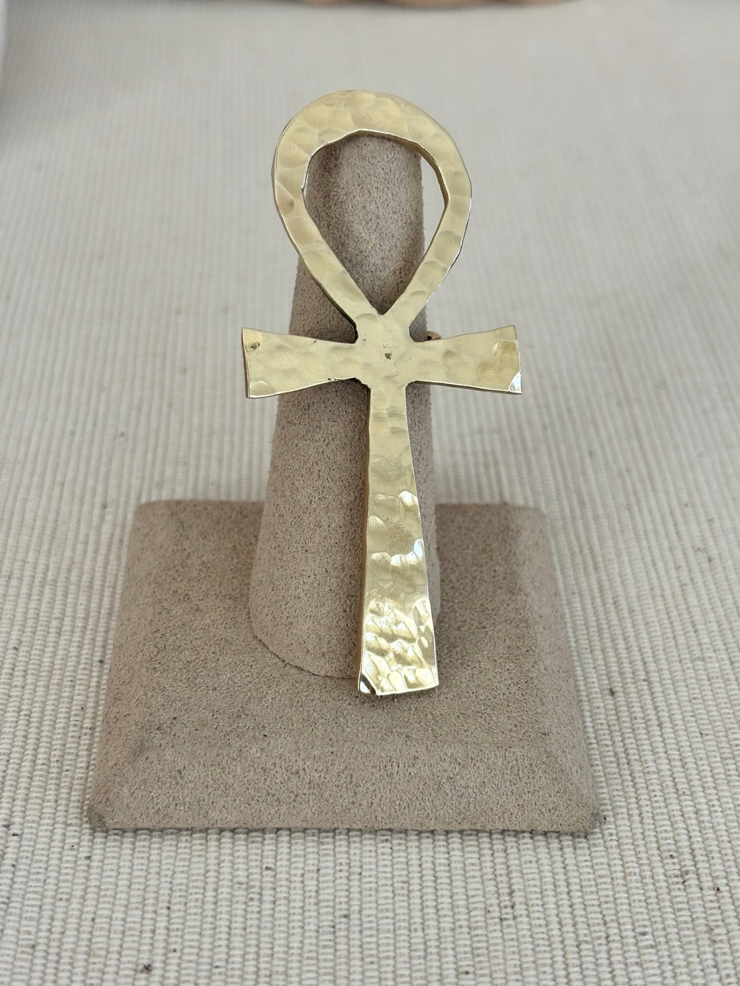 Large Hammered Ankh Ring
