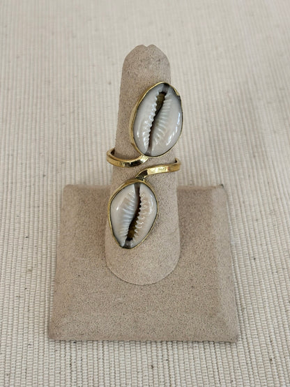 Twin Cowrie Shell Ring – Double Grace