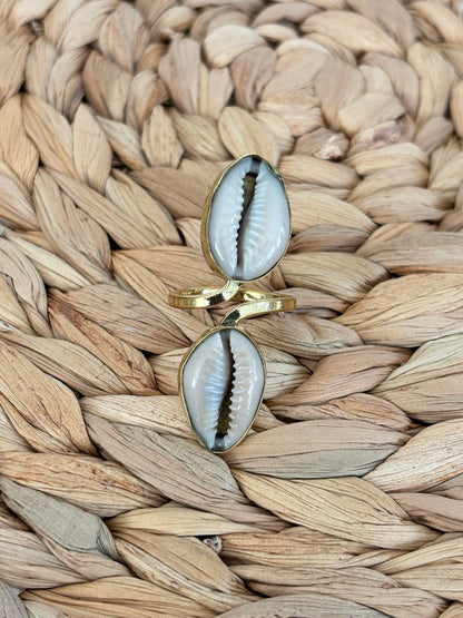 Twin Cowrie Shell Ring – Double Grace
