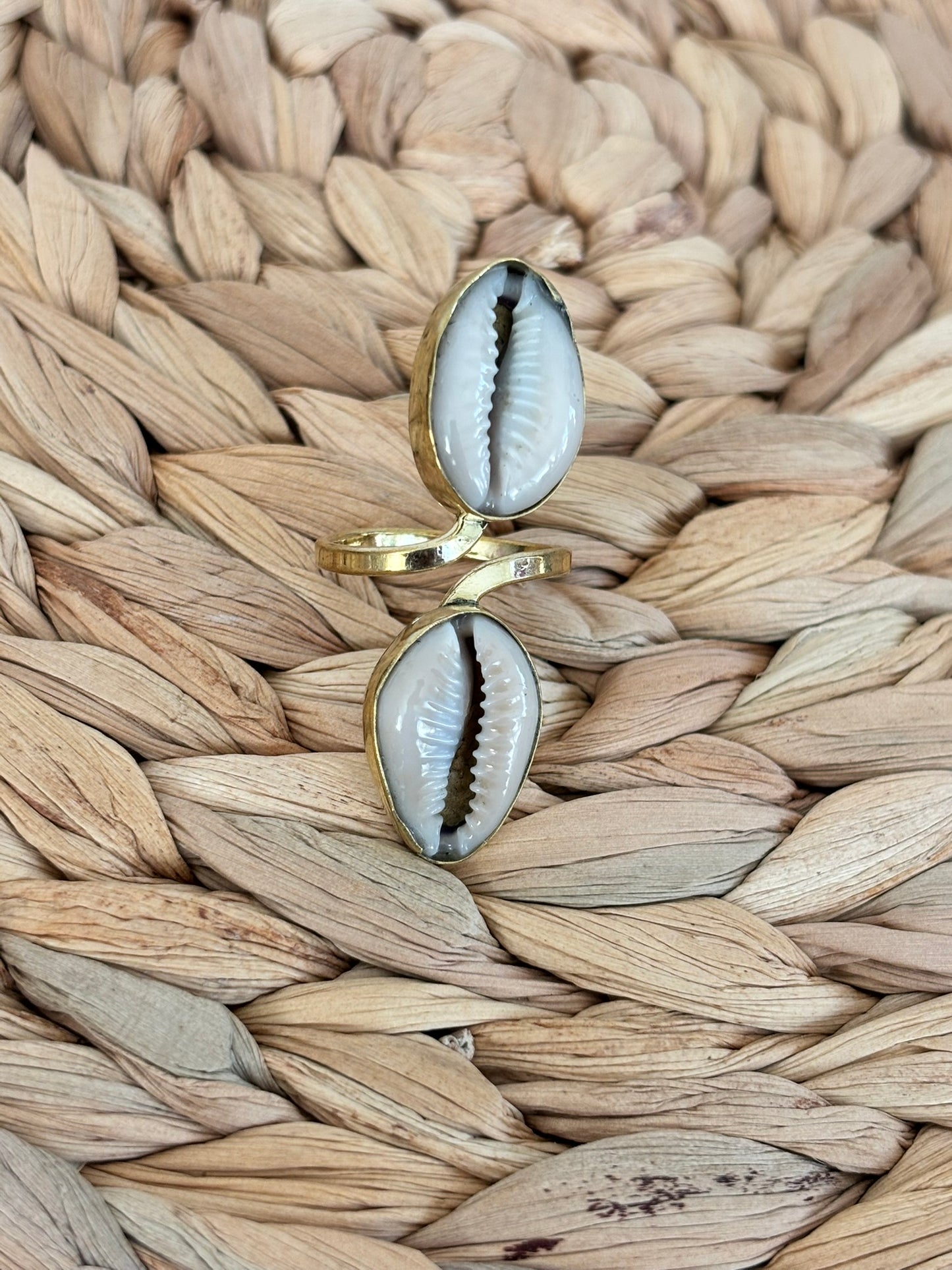 Twin Cowrie Shell Ring – Double Grace