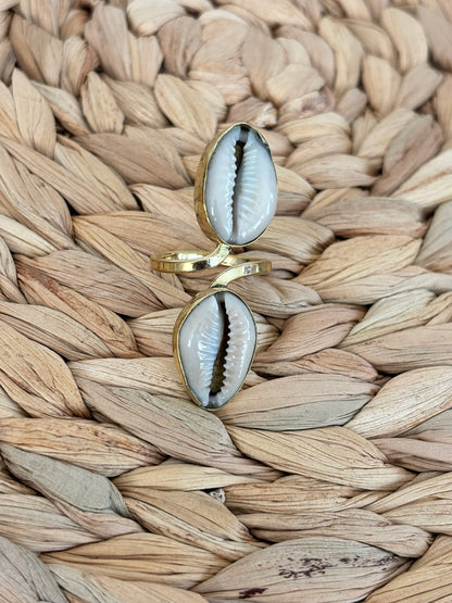 Twin Cowrie Shell Ring – Double Grace