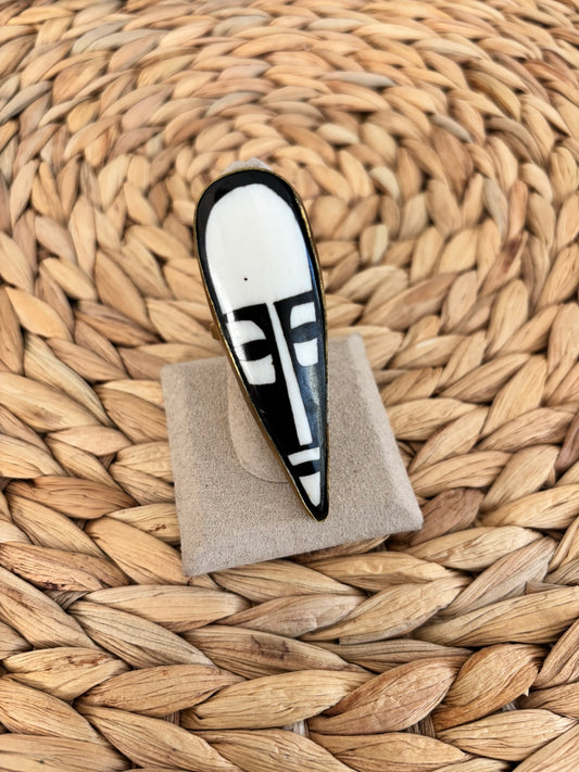 Bone Mask Statement Vertical Ring