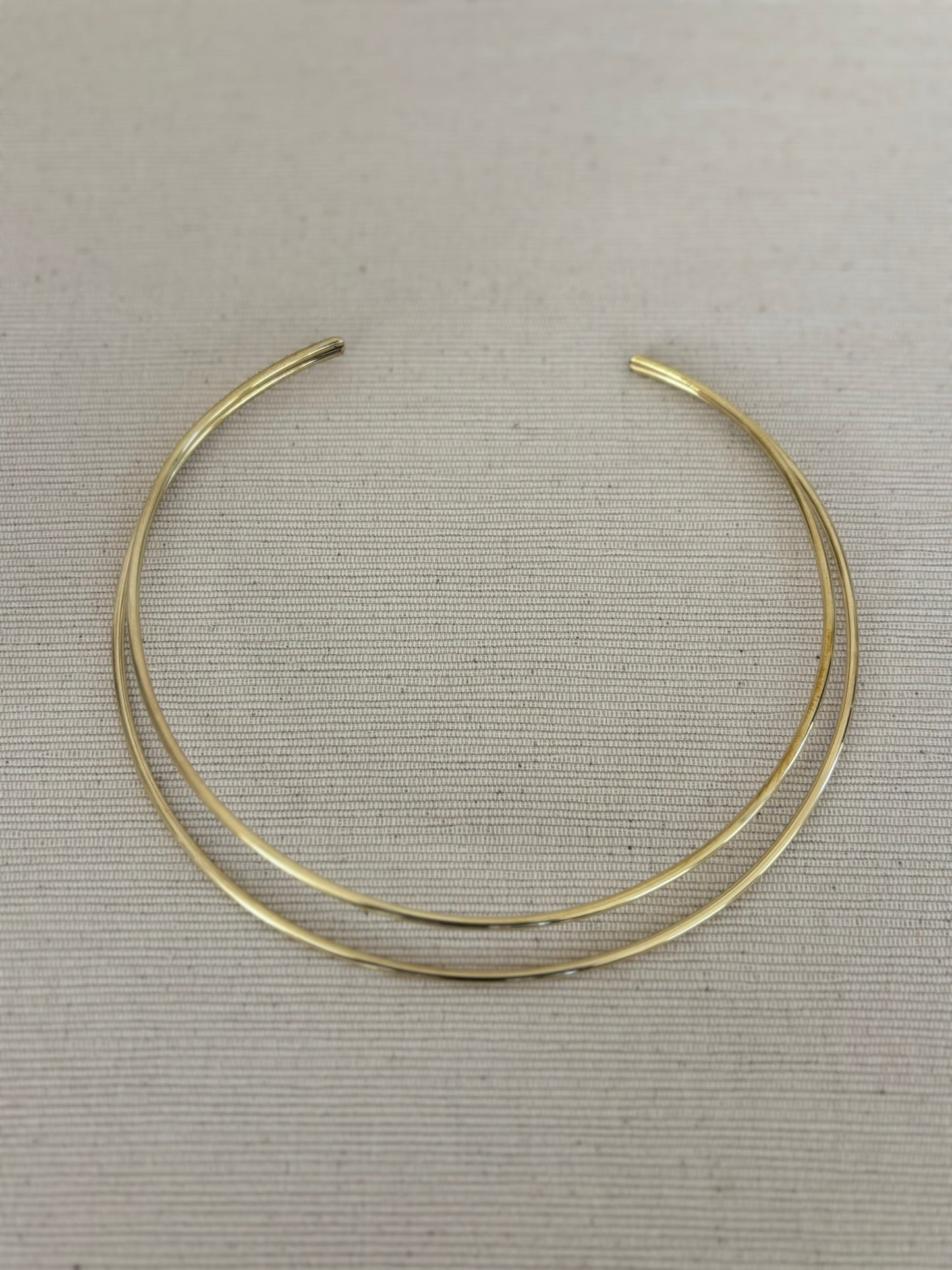 Double Brass Torque Choker Necklace
