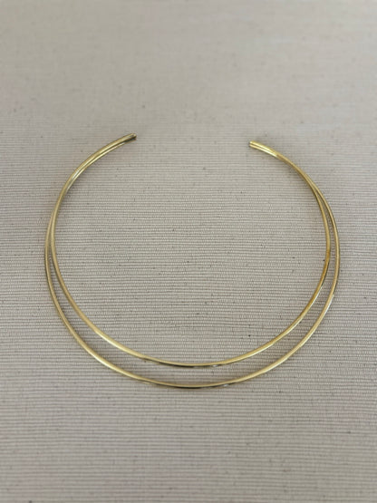 Double Brass Torque Choker Necklace