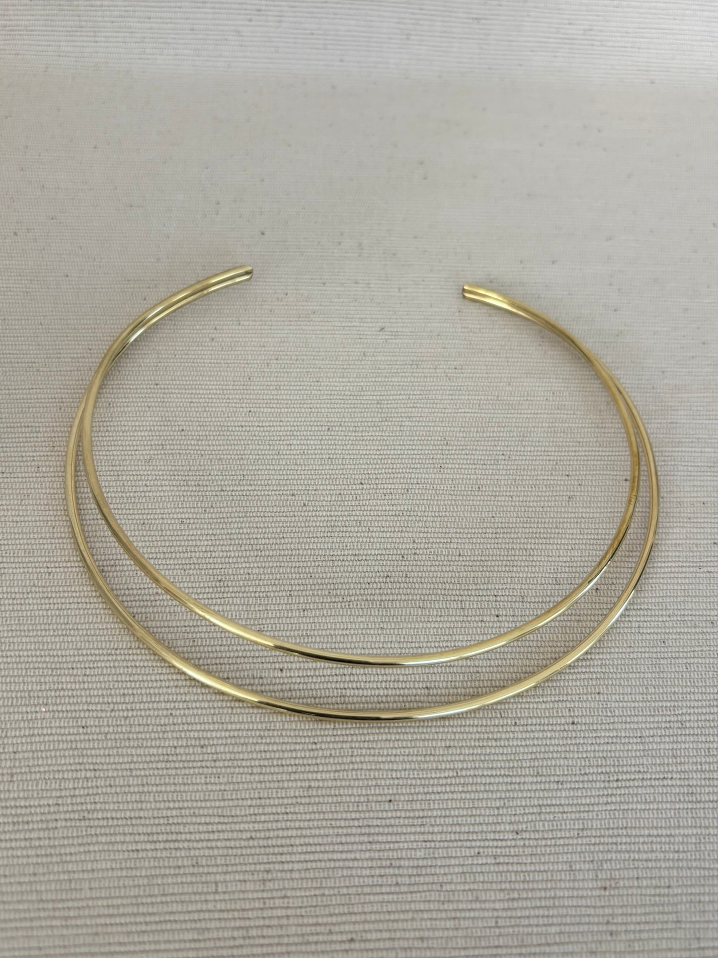 Double Brass Torque Choker Necklace