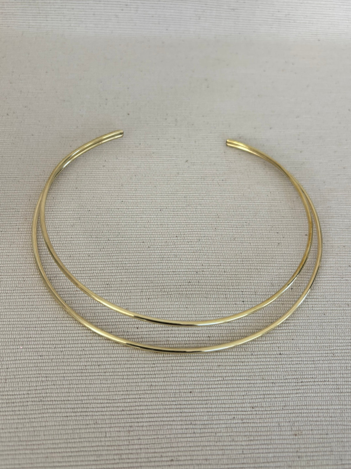 Double Brass Torque Choker Necklace