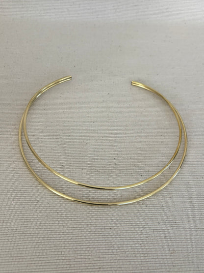 Double Brass Torque Choker Necklace