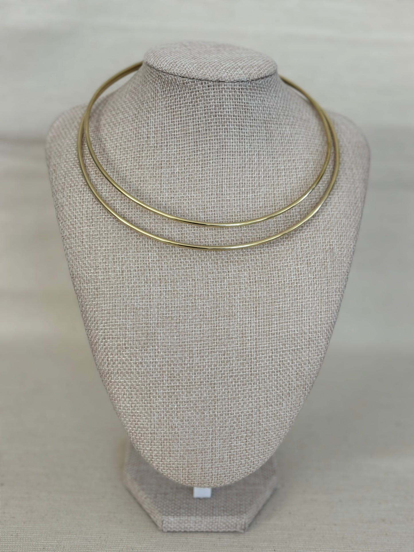 Double Brass Torque Choker Necklace