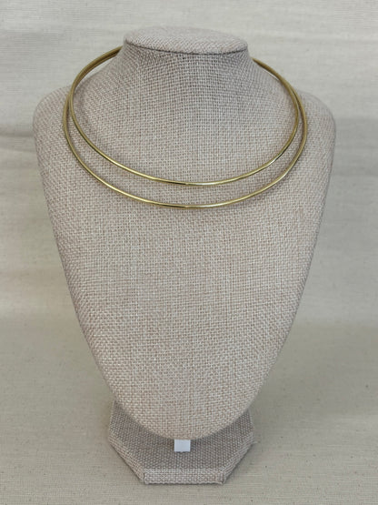 Double Brass Torque Choker Necklace