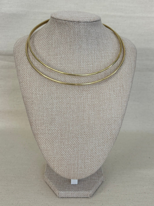 Double Brass Torque Choker Necklace