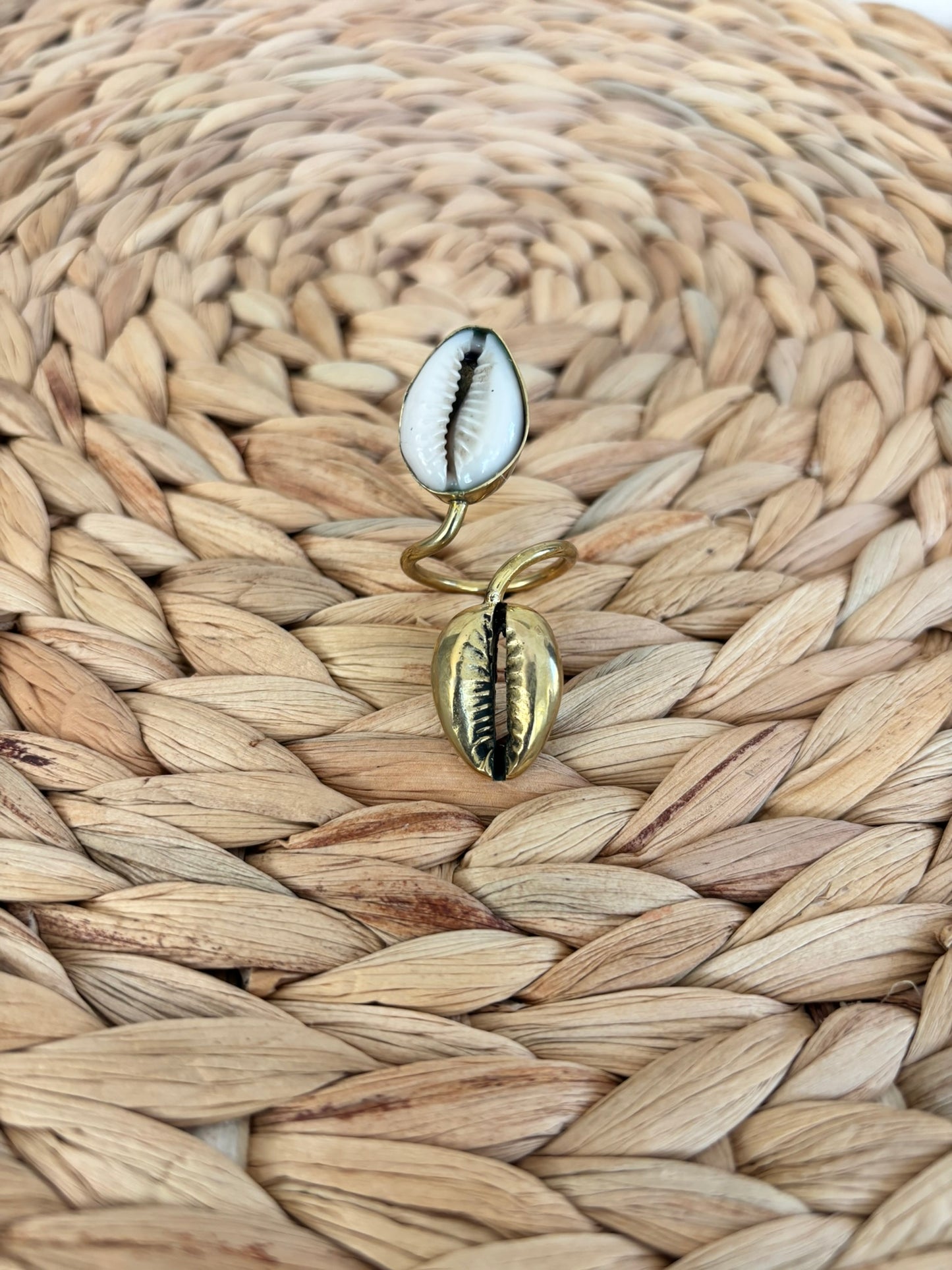 Cowry and Brass Duo Ring