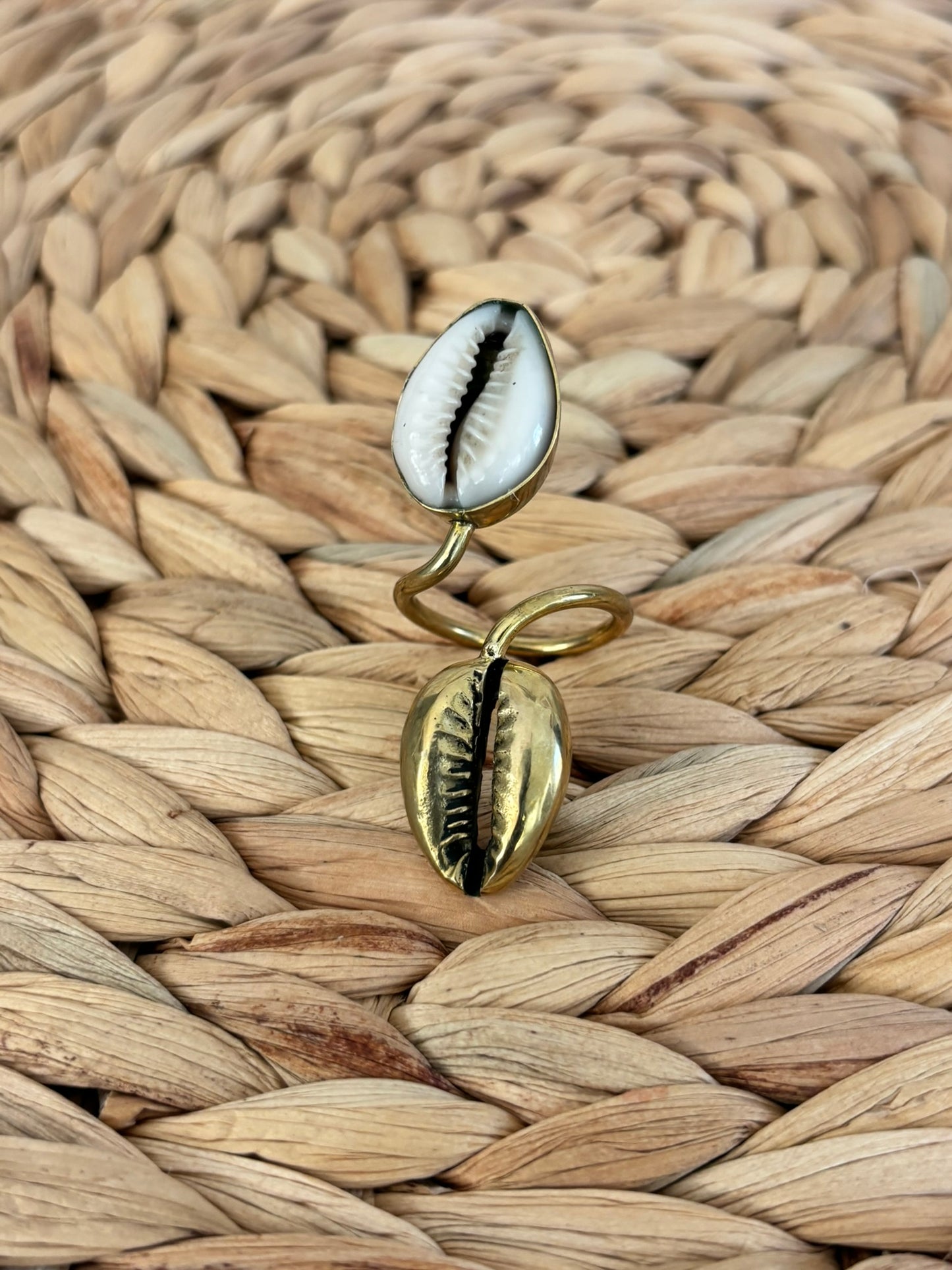 Cowry and Brass Duo Ring