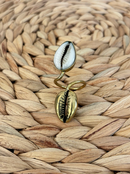 Cowry and Brass Duo Ring