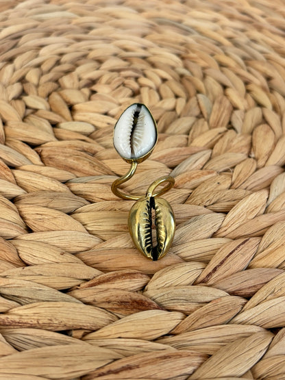 Cowry and Brass Duo Ring