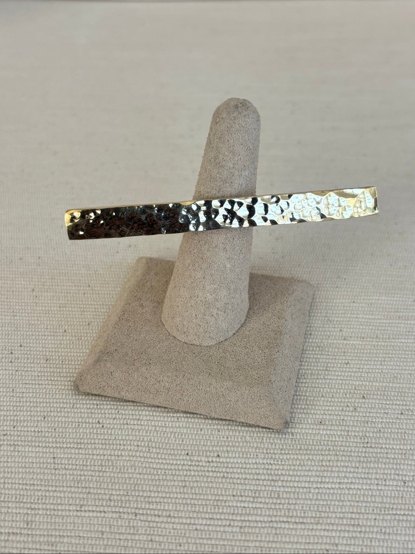 Hammered Brass Bar Ring